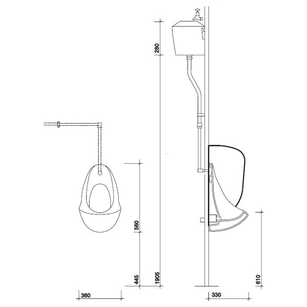 Gentworks Urinals Spectrum 2 Urinal Bowl Set For Concealed Pipework